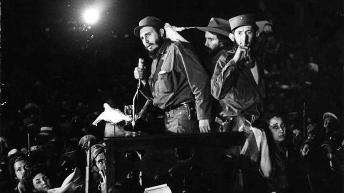 1959 - Discurs del dirigent al cap de pocs dies de la victòria de la revolució, a la base militar Ciudad Libertad, que durant el Govern de Fulgencio Batista es deia Columbia.