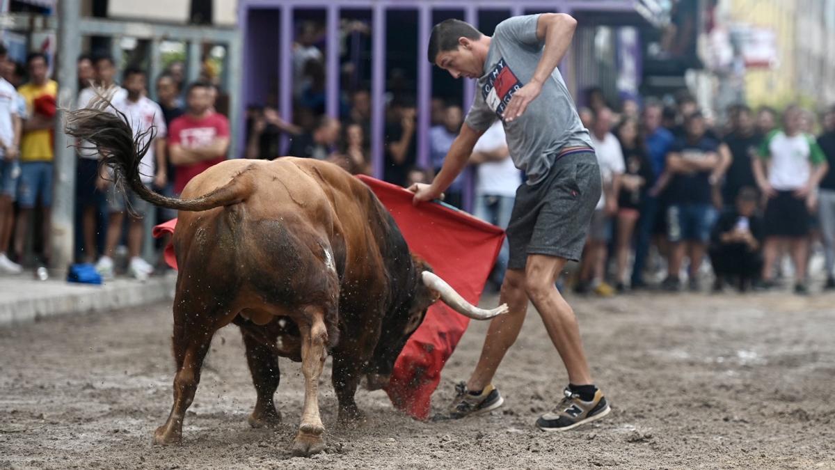 El joven maletilla antes de ser alcanzado por el toro en Vila-real
