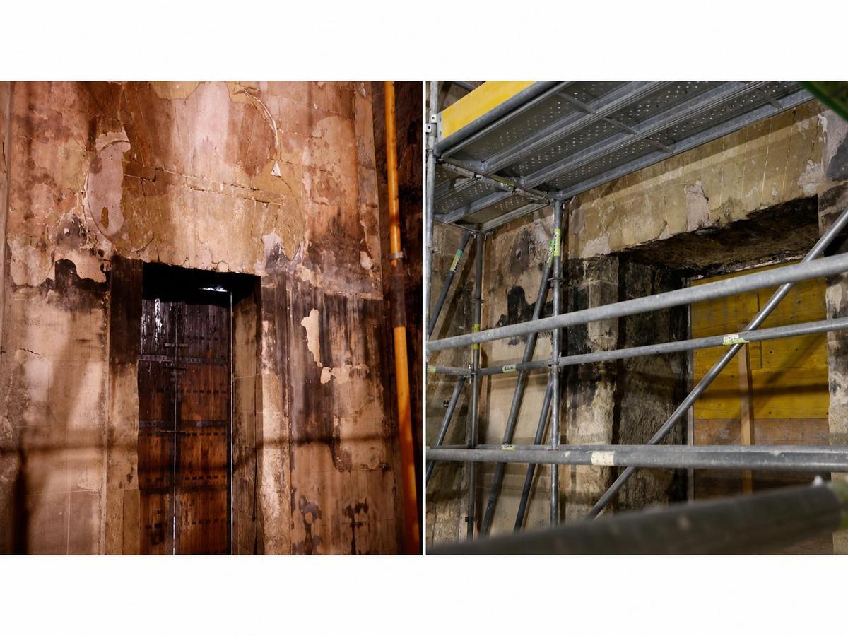 La puerta de San Nicolás antes y después.