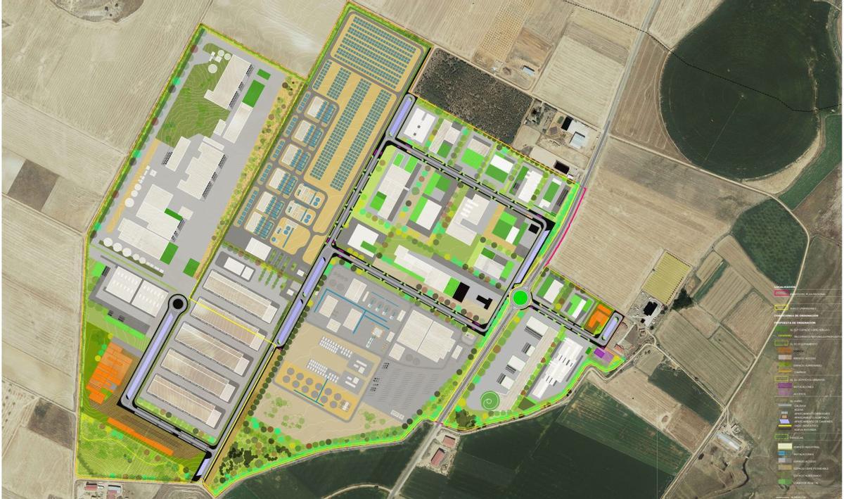 Esquema del polígono de Monfarracinos, con parcelas para industria extensiva e industria general. | PLAN REGIONAL