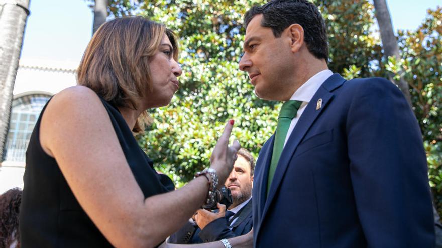 Susana Díaz y Juanma Moreno, durante el aniversario del nacimiento de Blas Infante el pasado mes de julio.