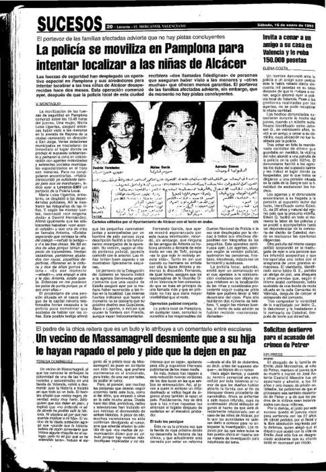 Crimen niñas Alcàsser: así lo contó Levante-EMV