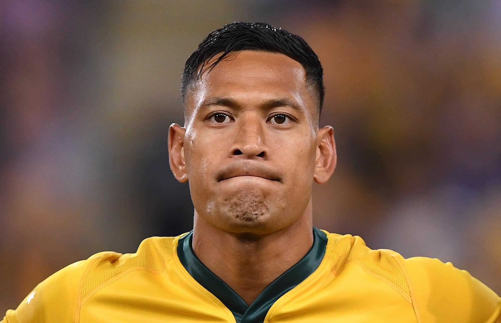 Israel Folau, en una foto de 2018 con la selección de Australia.