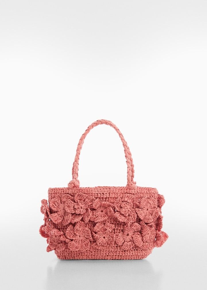 Bolso de flores efecto rafia