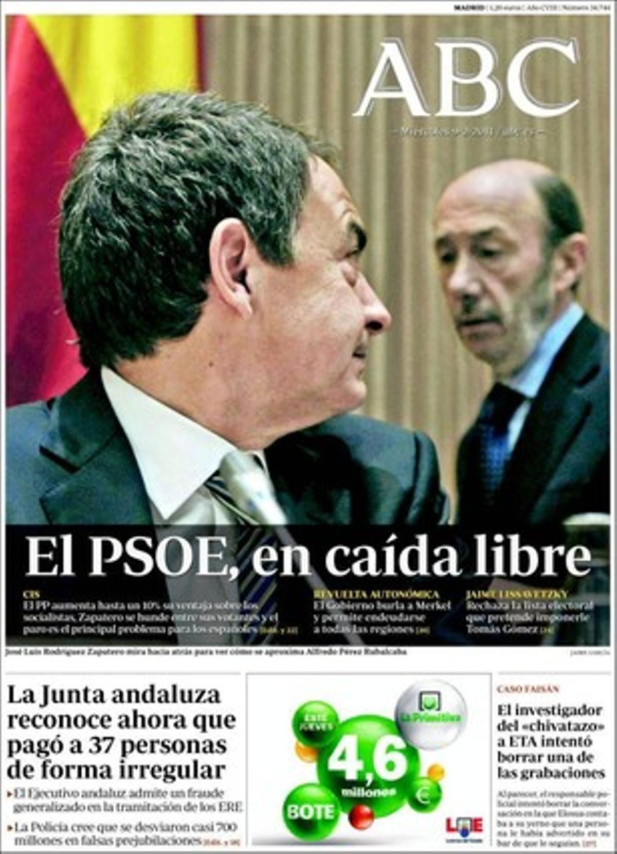 ’Abc’ dóna rellevància a la lluita que Consuelo, madrilenya de 42 anys que viu a Sabadell i una de les demandants contra la immersió lingüística catalana avalada pel Tribunal Suprem, perquè s’acati la llei a Catalunya; la informació es titula: Mamá, si me dejaran estudiar en castellano sería más lista. També ofereix una entrevista amb Javier Bardem a Los Angeles.