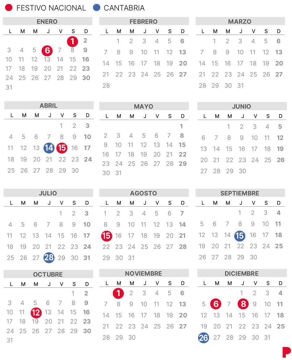 Calendario laboral Cantabria 2022