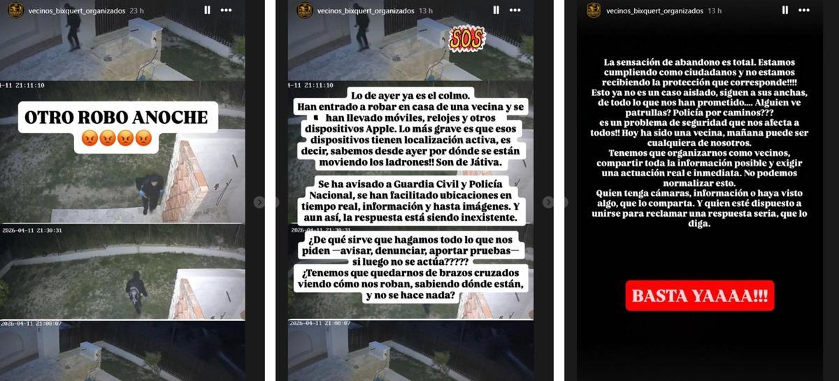 Publicaciones realizadas en Instagram por vecinos de Bixquert.