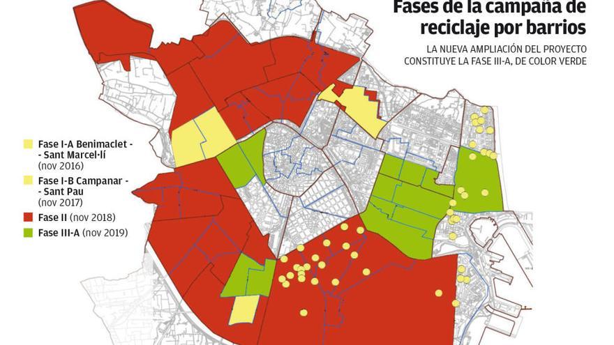 La apuesta por el reciclaje se extiende a 13 barrios más de la ciudad