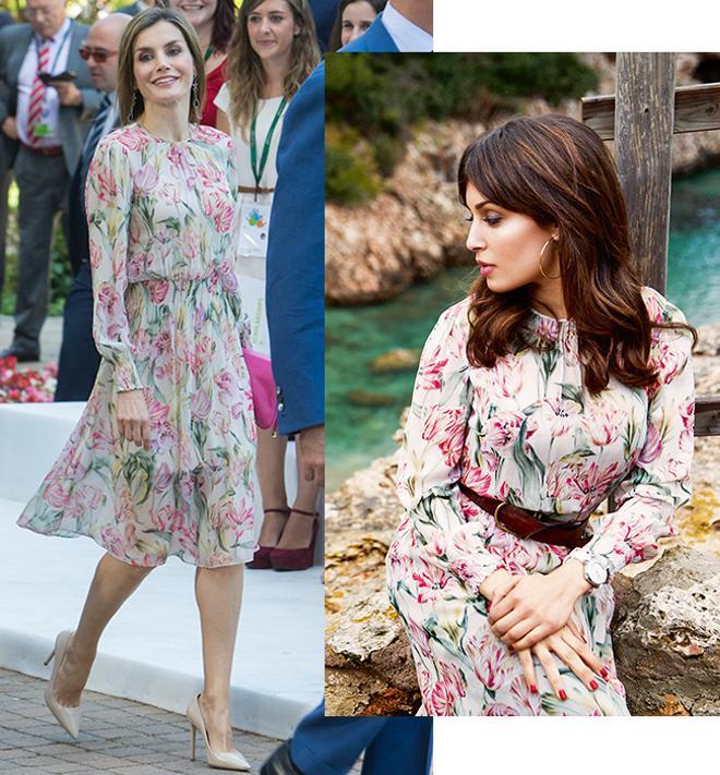 Letizia Ortiz e Hiba Abouk con el vestido de Zara de moda