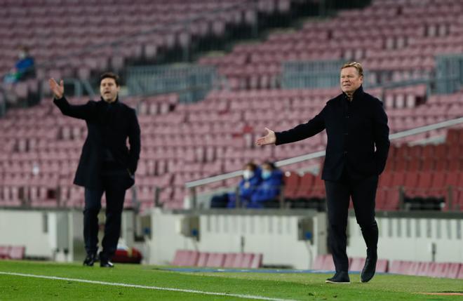 Koeman y Pochettino, desde la banda del Camp Nou el día que el PSG eliminó al Barça en Champions