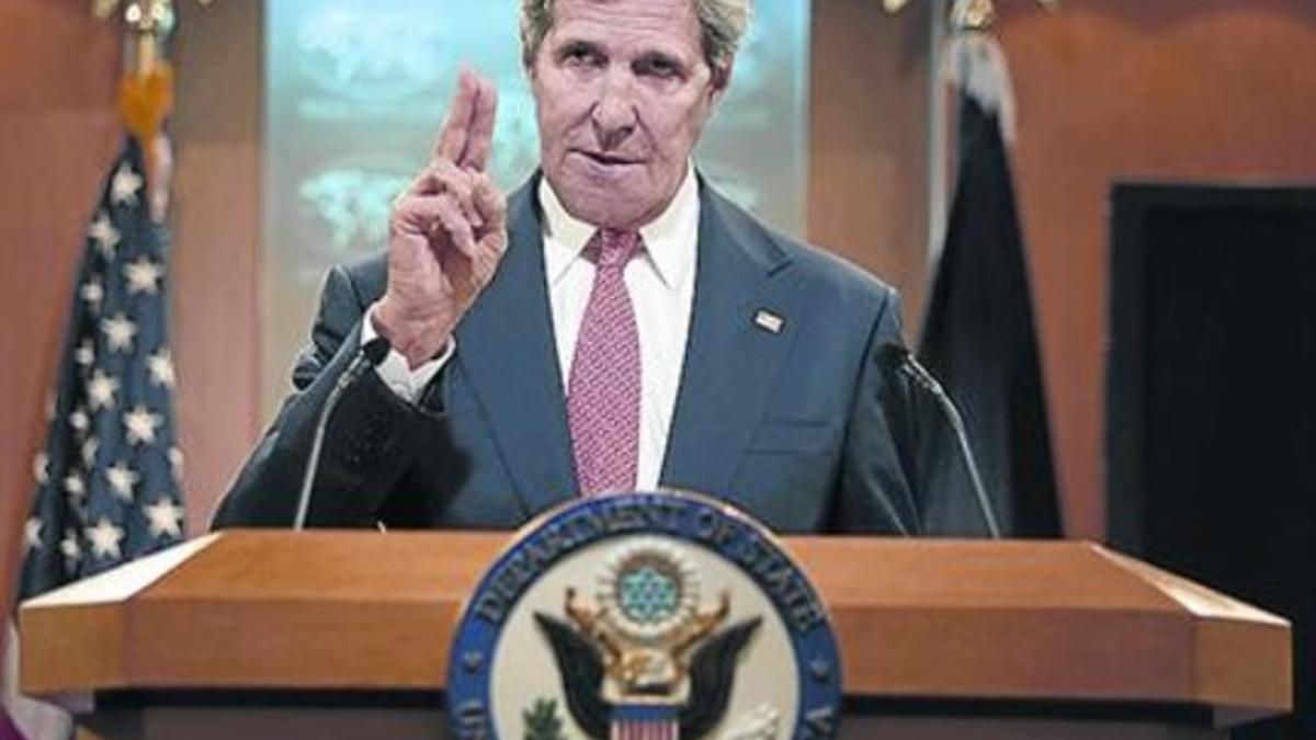 El secretario de Estado de EEUU, John Kerry, en Washington, ayer.