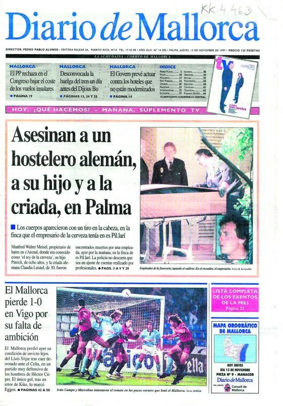 Titelblatt der MZ-Schwesterzeitung &quot;Diario de Mallorca&quot; am 13. November 1997