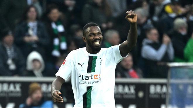 Marcus Thuram celebrando un gol con la camiseta del Borrussia Mönchengladbach