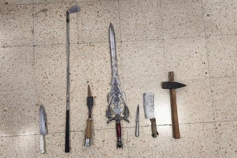 Las armas intervenidas por la Policía Local de Palma.