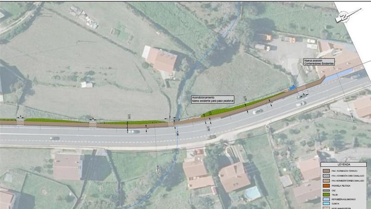 Plano parcial da senda que se construirá en paralelo á AC-550.