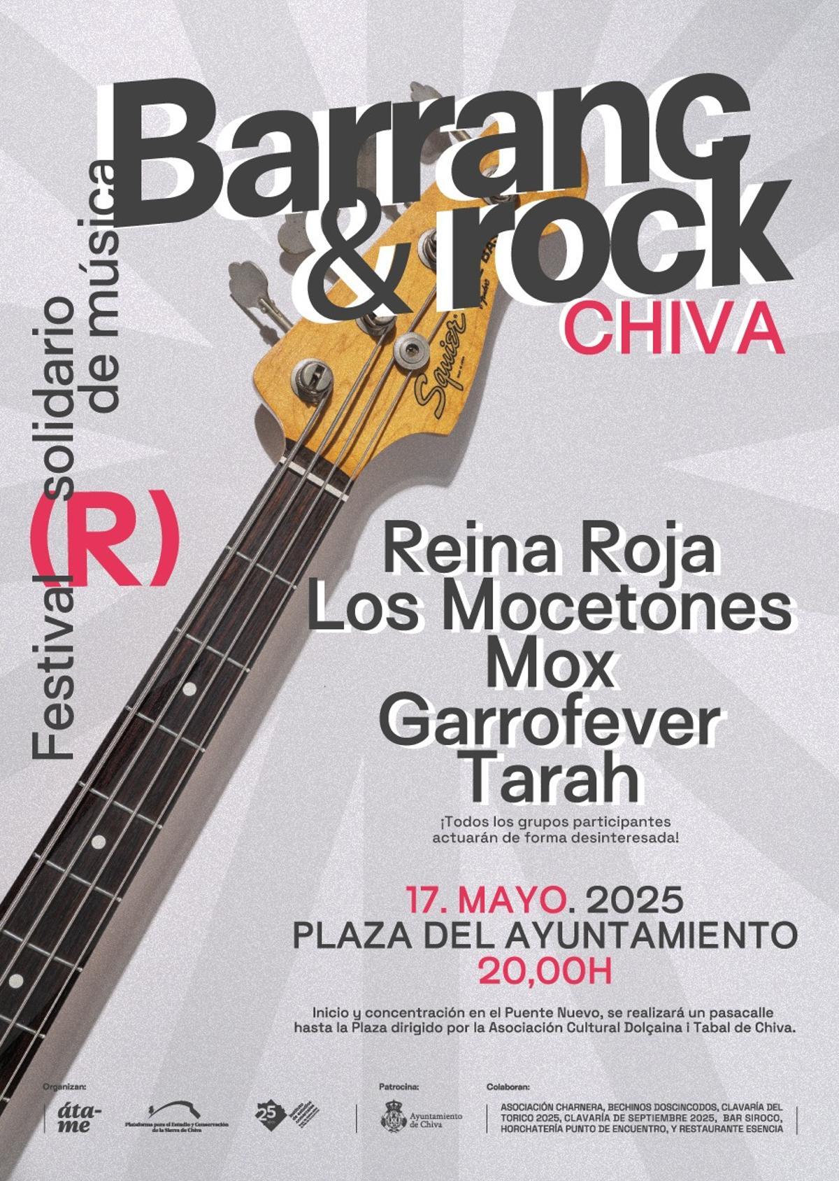 Cartel del festival solidario con los grupos participantes.