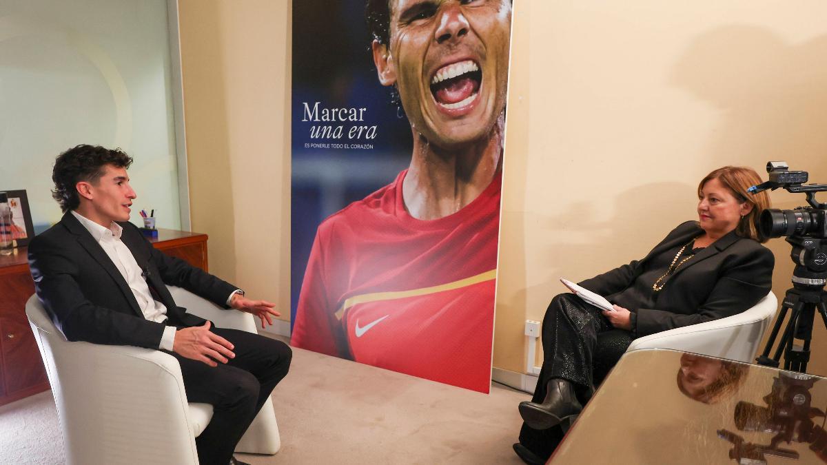Marc Márquez, durante su entrevista con SPORT
