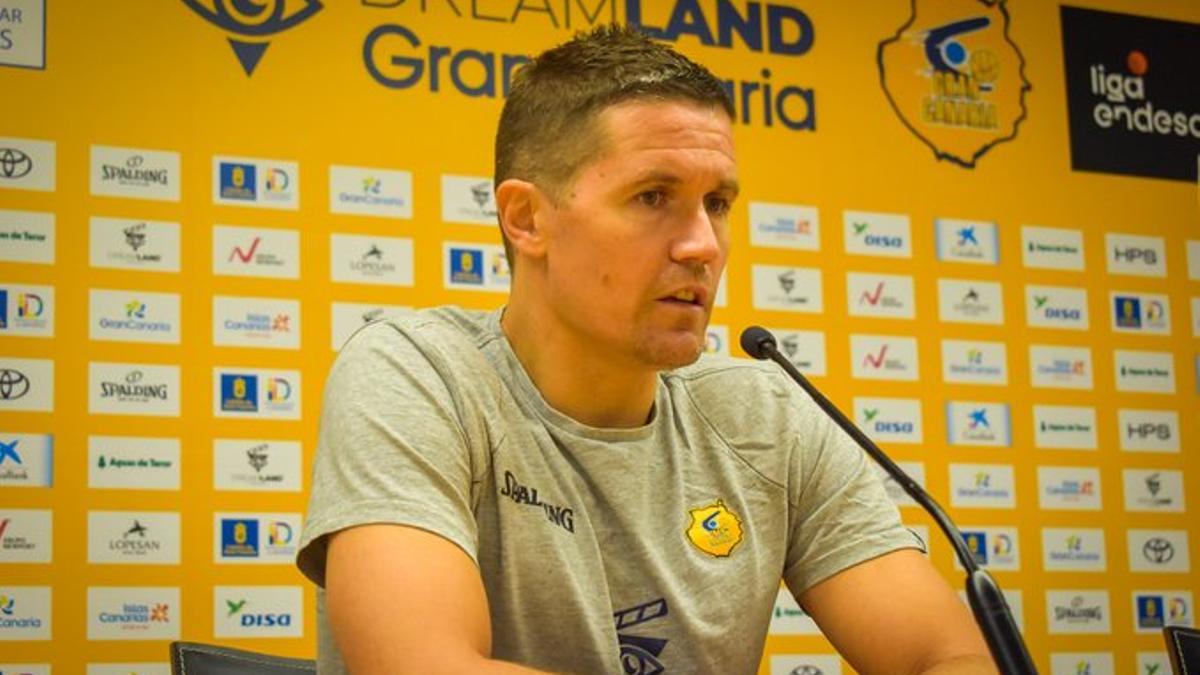 Jaka Lakovic en la sala de prensa del Arena, esta mañana.