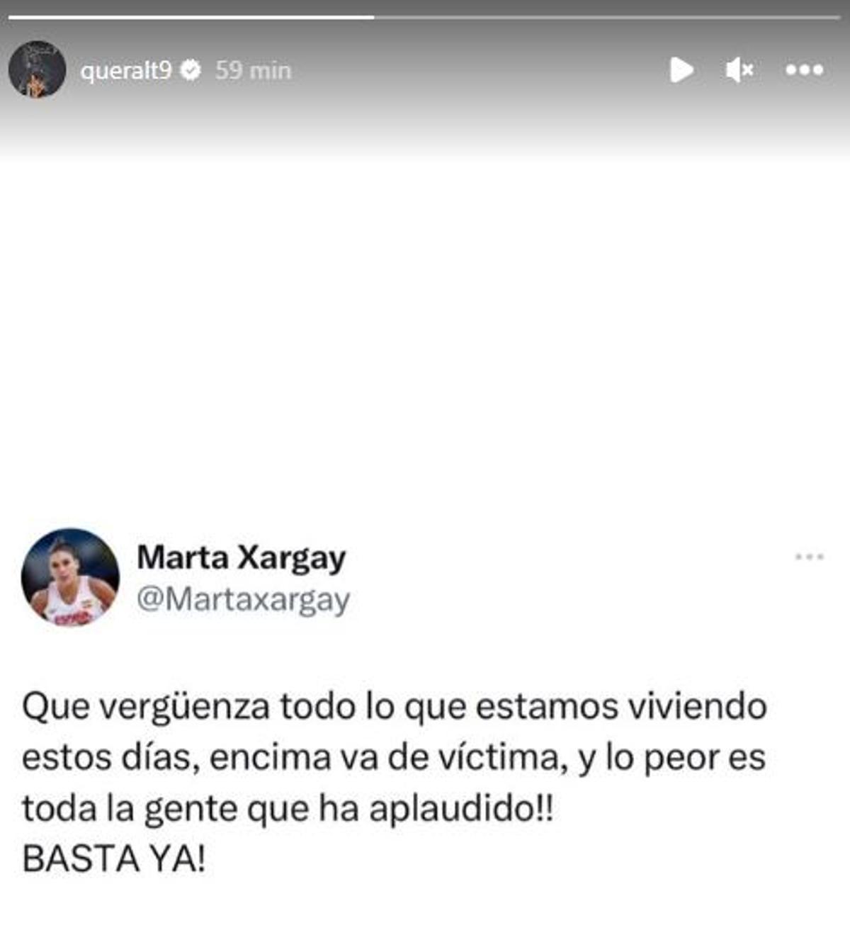 El post de Marta Xargay que comparte Casas en su estado de Instagram