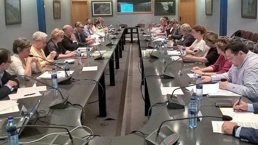 La reunión de la comisión de autoorganización del área metropolitana, ayer, en Oviedo.