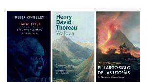 Portadas de Catafalco, Walden y El largo siglo de las utopías.