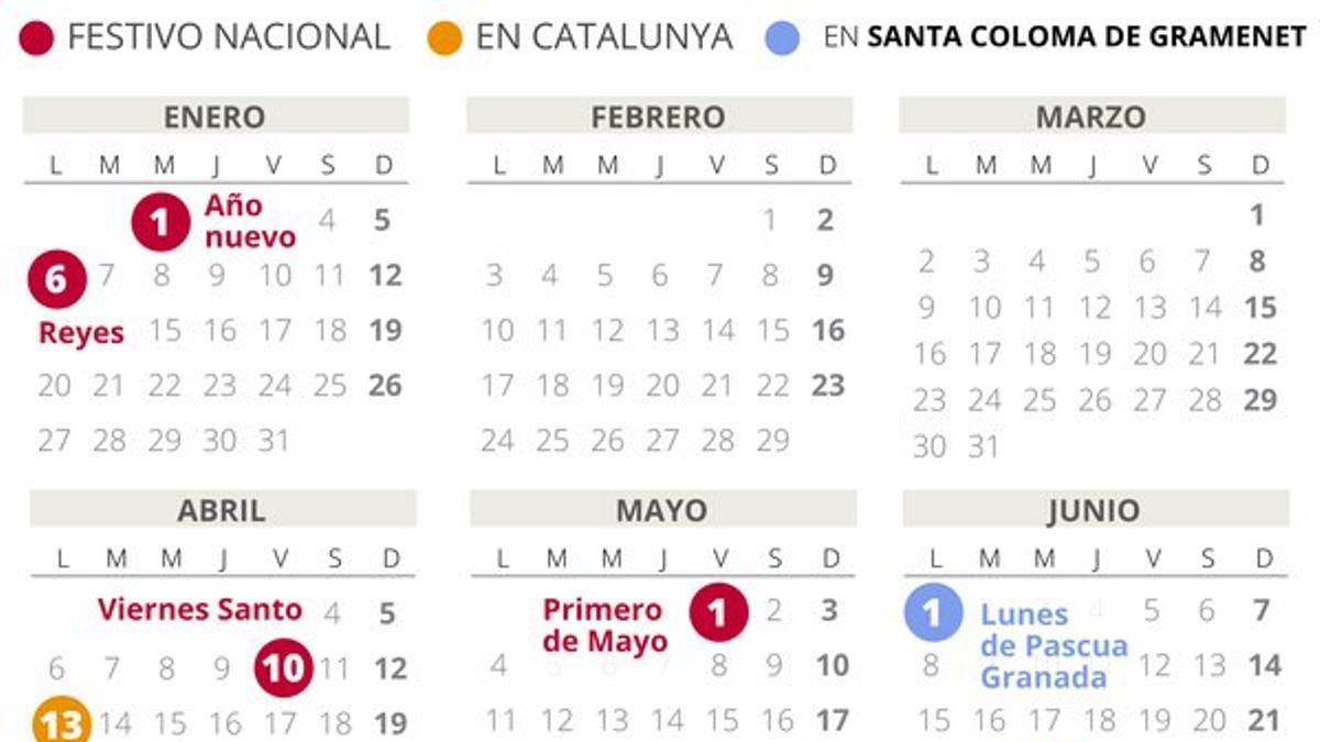 Calendario laboral de Santa Coloma de Gramenet 2020