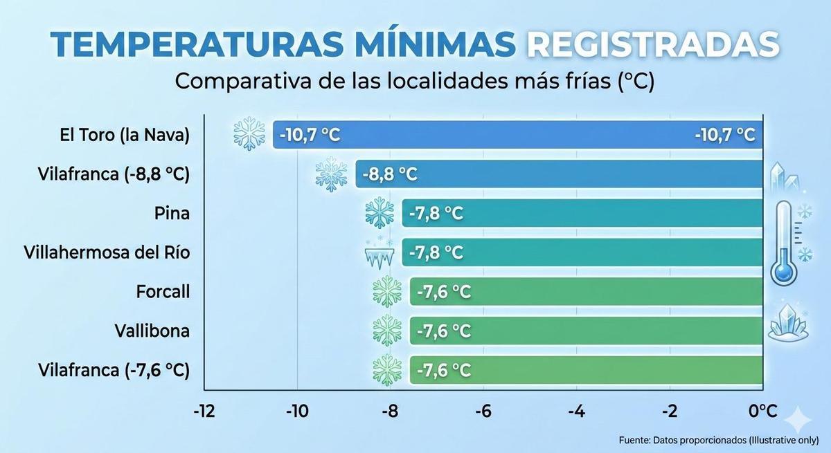 Las mínimas de Castellón en este 2026.