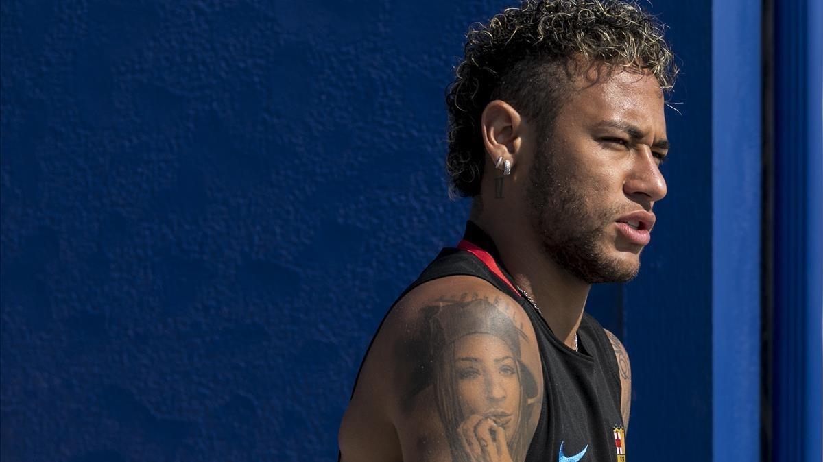 Neymar, en un entrenamiento del Barça en Estados Unidos.