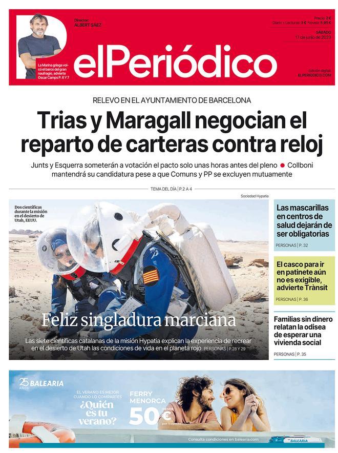 La portada d’EL PERIÓDICO del 17 de juny del 2023