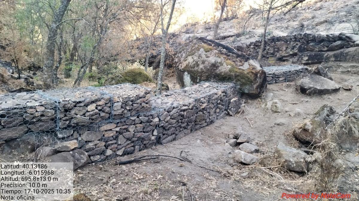 Arrastre de ceniza en la zona afectada por el incendio de Jarilla.