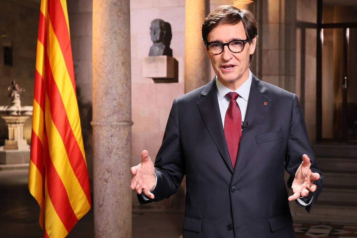 El president de la Generalitat, Salvador Illa, durante su discurso con motivo de la Diada.