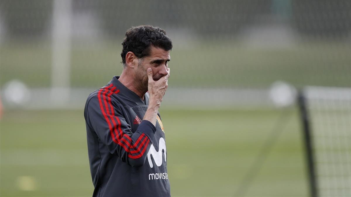 Hierro, en un entrenamiento de la selección española en Krasnodar.