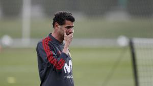 Hierro, en un entrenamiento de la selección española en Krasnodar.