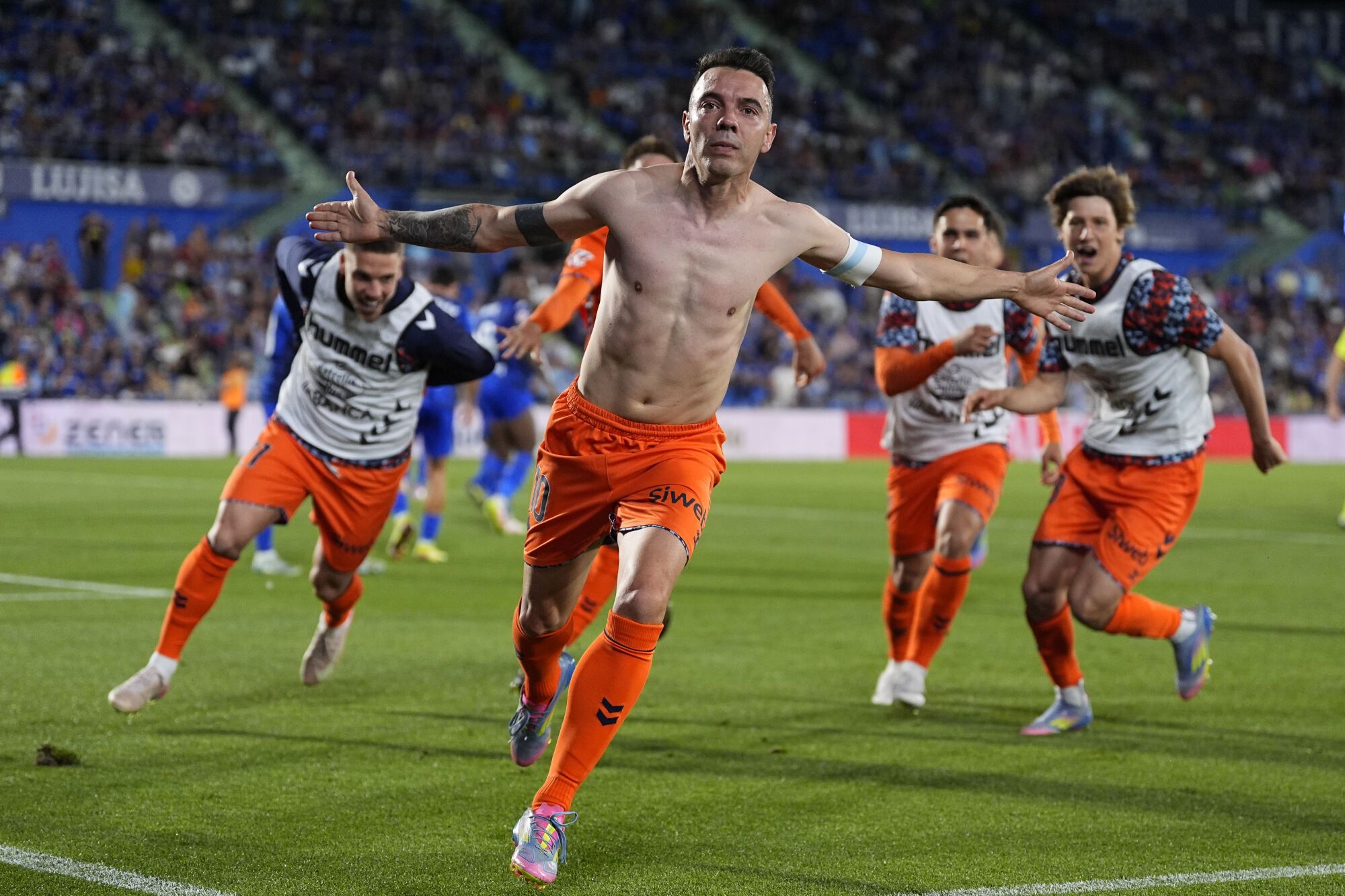 Iago Aspas of Celta de Vigo celebrates a goal during the Spanish League, LaLiga EA Sports, football match played between Getafe CF and RC Celta de Vigo at Coliseum de Getafe on May 24, 2025, in Getafe, Madrid, Spain. AFP7 24/05/2025 ONLY FOR USE IN SPAIN. Oscar J. Barroso / AFP7 / Europa Press;2025;SOCCER;SPAIN;SPORT;ZSOCCER;ZSPORT;Getafe CF v RC Celta de Vigo - LaLiga EA Sports;