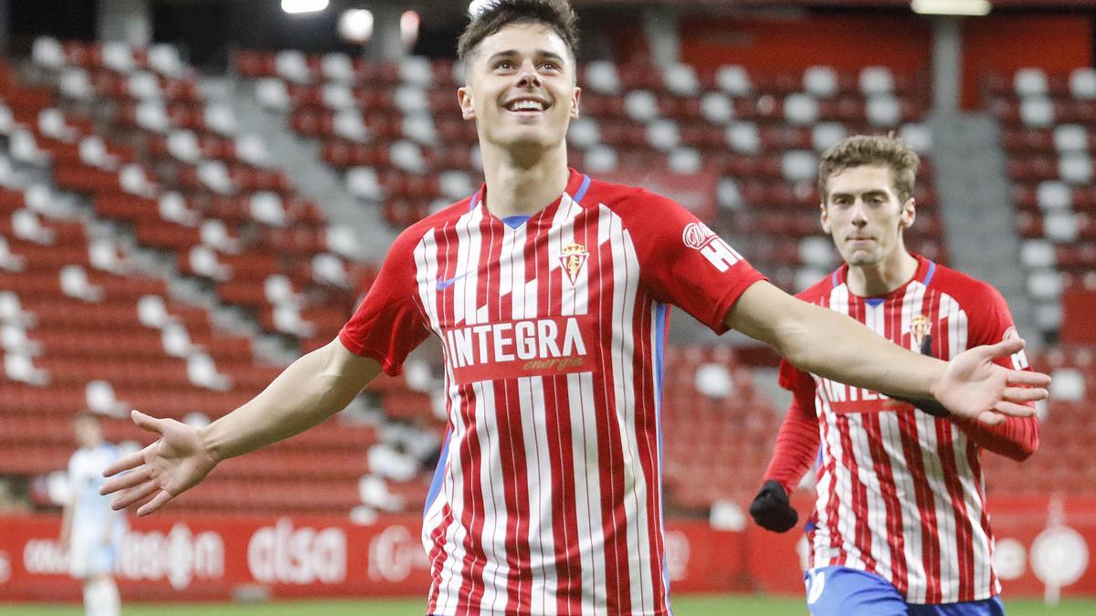 Gaspar celebra un gol con el Sporting el pasado año