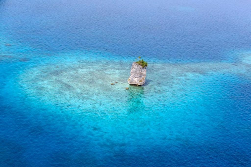 Vista aérea de una de las 340 islas que forman Palaos, en el mar de Filipinas.