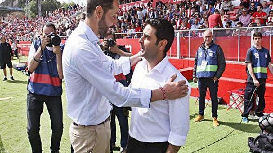 Machín i Gallego, abans del Girona-Espanyol de fa dos cursos.