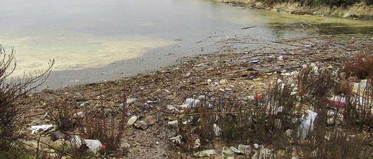 Los desechos se acumulan en s&#039;Estany des Ponts, en AlcÃºdia.