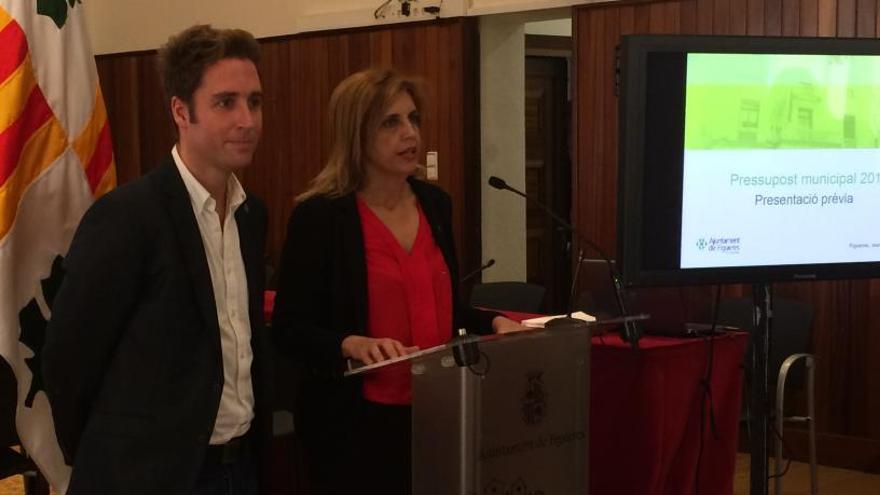 Marta Felip i Jordi Masquef presentant els pressupostos