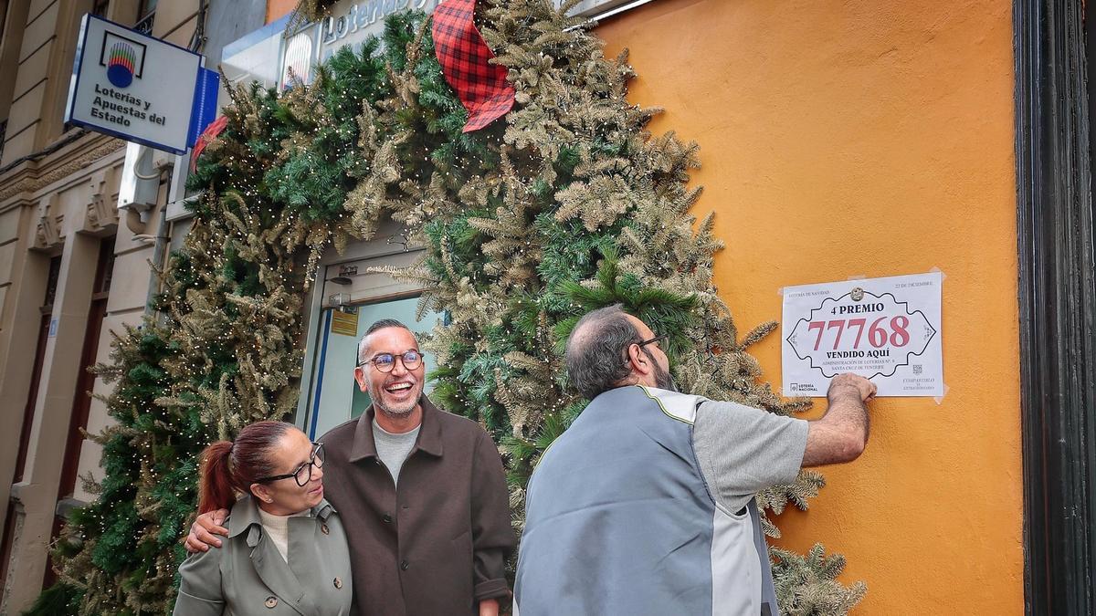 Celebraciones del cuarto premio 77768, repartido por toda Canarias.