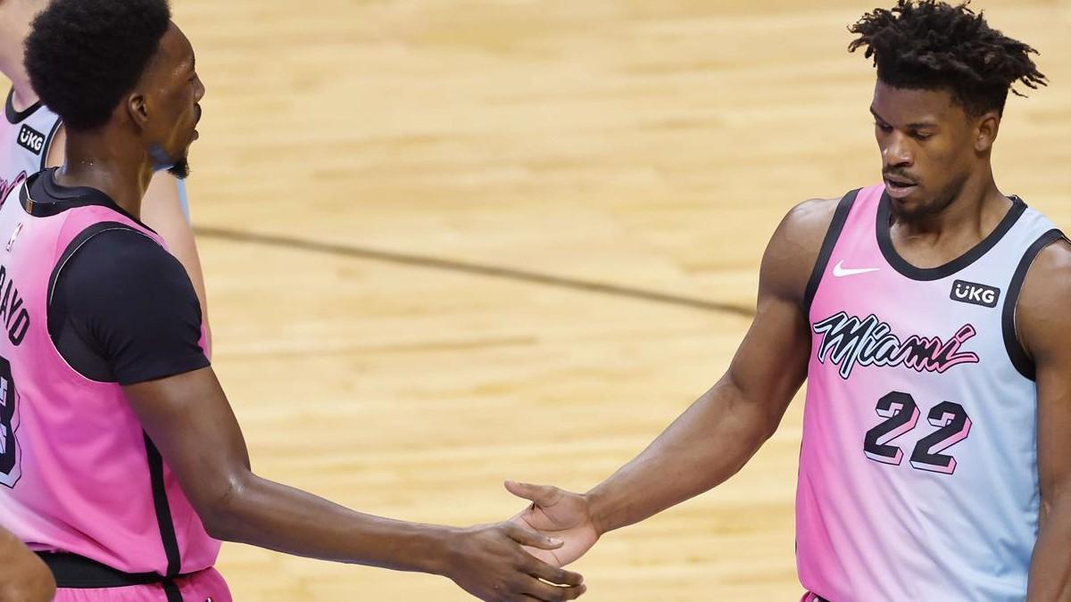 Adebayo y Butler, durante un partido reciente de los Heat