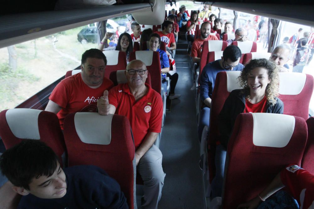 Sortida dels aficionats del Girona cap a Pamplona