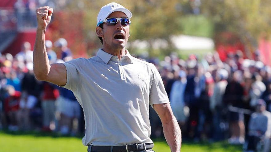 Cabrera Bello celebra un golpe durante la pasada Ryder Cup.