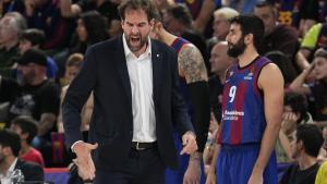 Roger Grimau y Ricky Rubio, ante el Partizan.