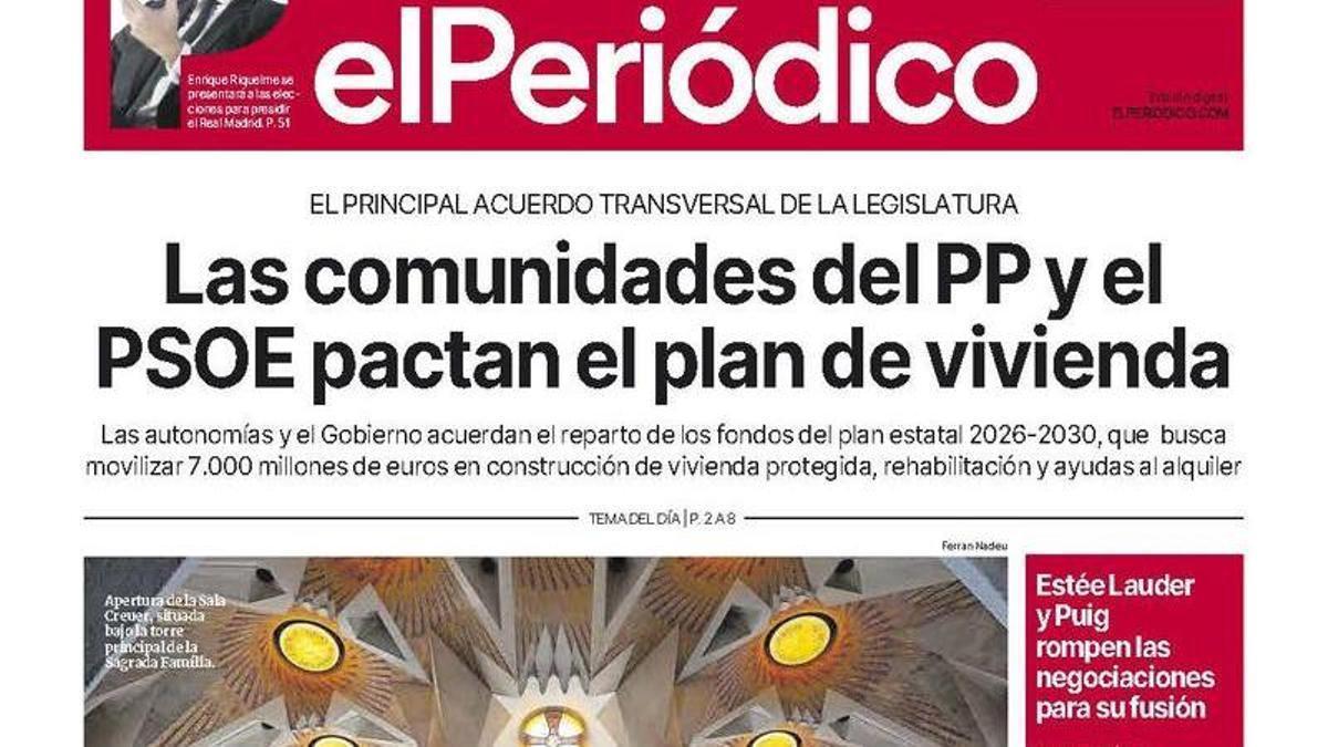 La portada de EL PERIÓDICO del 22 de mayo de 2026