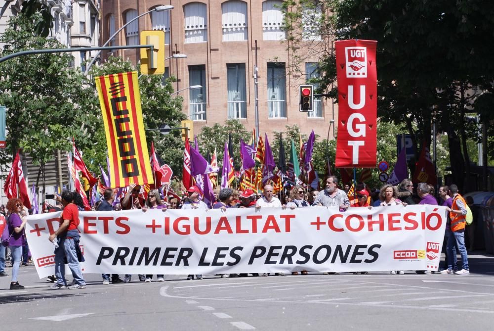 Manifestació del Primer de maig a Girona.