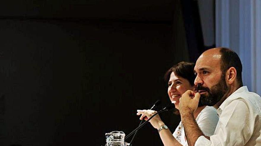 Elisenda Paluzie i Marcel Mauri, ahir, en roda de premsa.