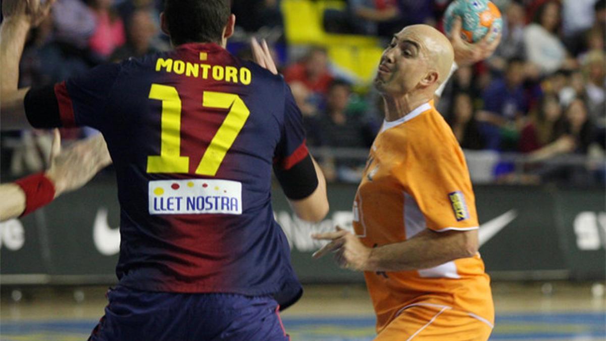 Demetrio Lozano en un partido frente al Barça hace dos campañas