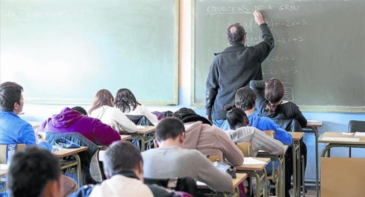 Classe de Matemàtiques d’un grup de segon d’ESO a l’institut Celestí Bellera de Granollers.