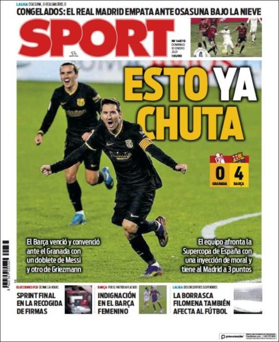 Portada SPORT domingo 10 enero 2021